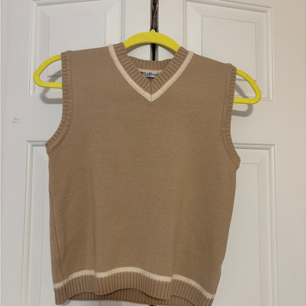 Tan Sleeveless Knit Sweater Vest